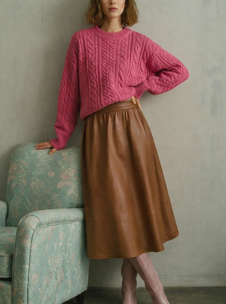 Jupe midi Vintage Camel
