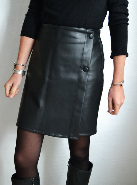 Jupe Portefeuille Simili Cuir