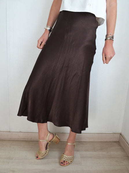 Jupe Midi Choco Satin