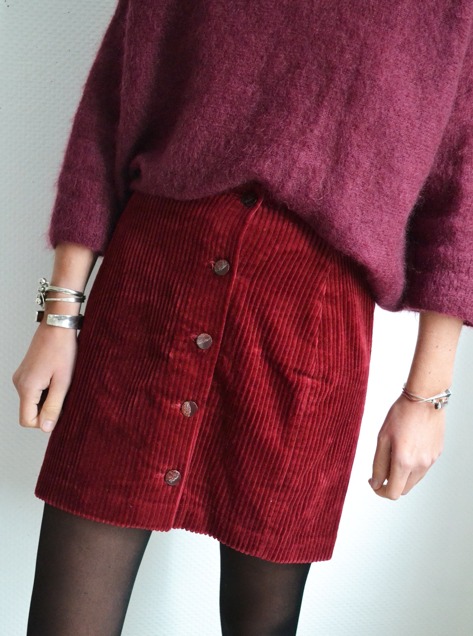 Jupe Velours Bordeaux Savoni Des Petits Hauts