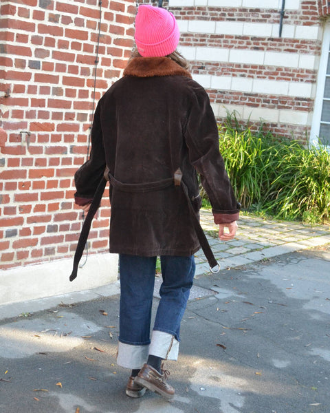 Manteau Duffle Coat Velours Peau Lainée