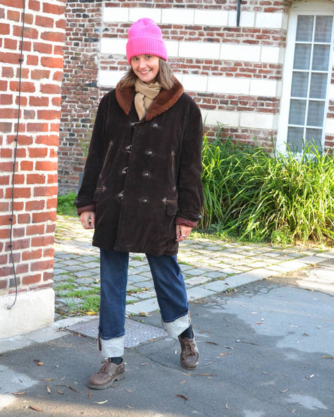 Manteau Duffle Coat Velours Peau Lainée