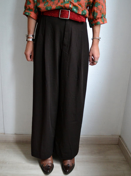 Pantalon à larges jambes Chocolat