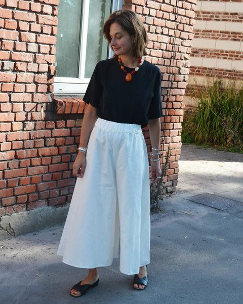 Pantalon Lyocell et Lin Blanc