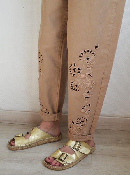 Pantalon Camel Broderies