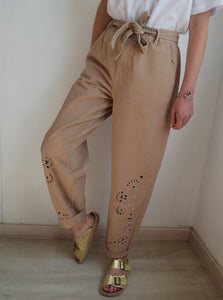 Pantalon Camel Broderies