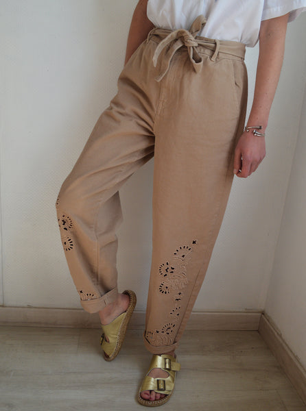 Pantalon Camel Broderies