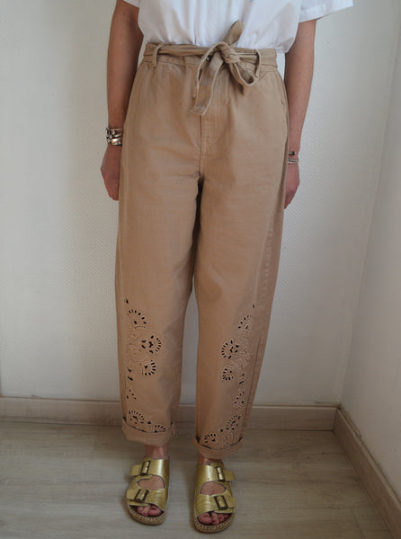 Pantalon Camel Broderies