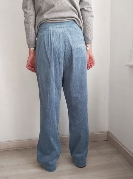 Pantalon velours Côtelé Ciel
