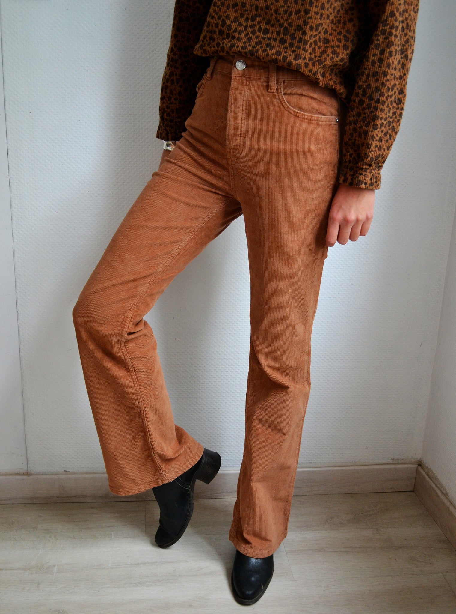 Pantalon Flare côtelé Caramel
