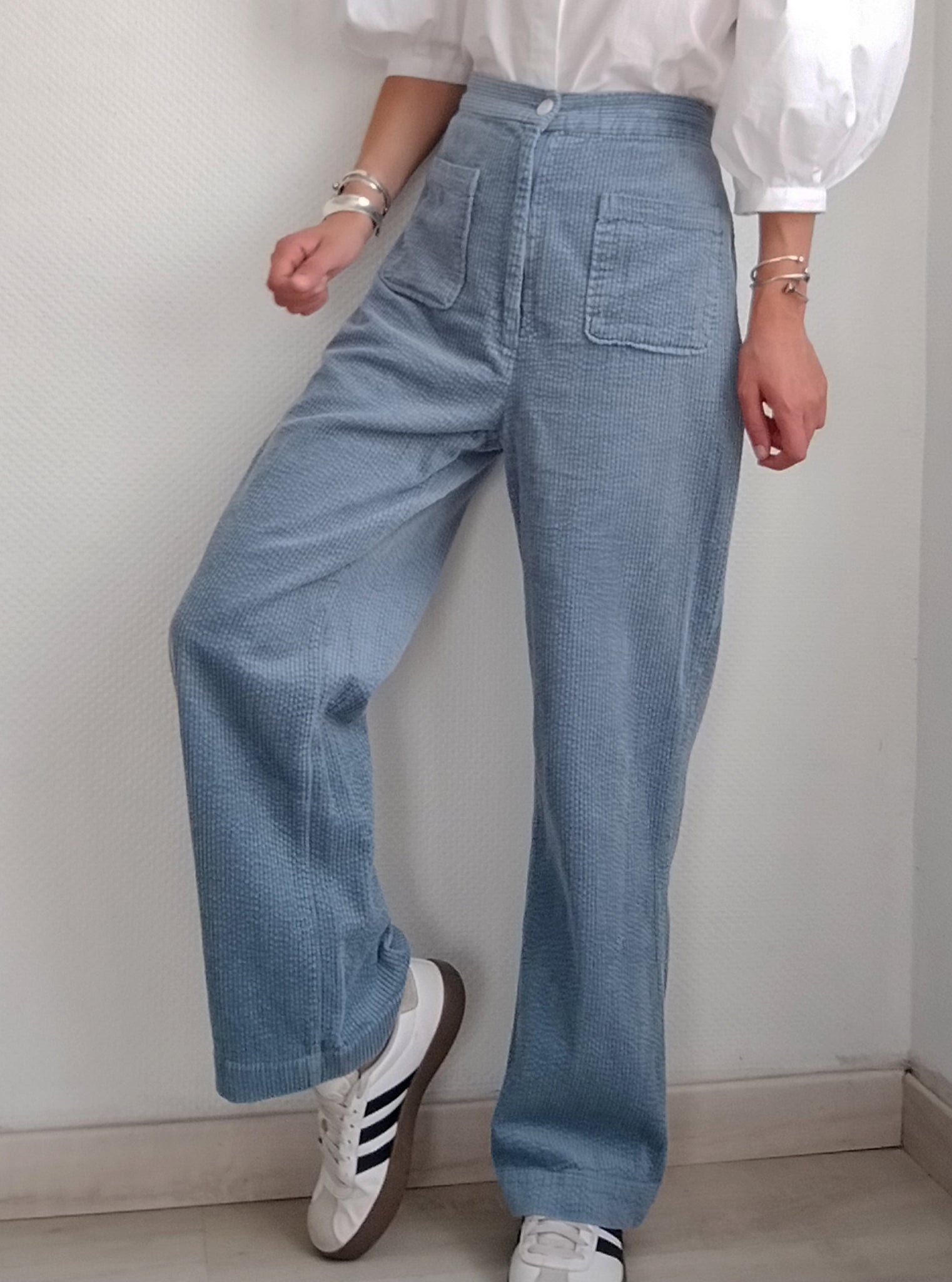 Pantalon velours Côtelé Ciel