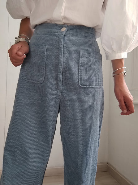 Pantalon velours Côtelé Ciel