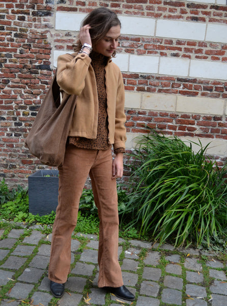 Pantalon Flare côtelé Caramel