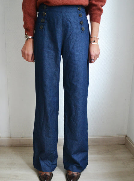 Pantalon Wide Leg Navy Denim