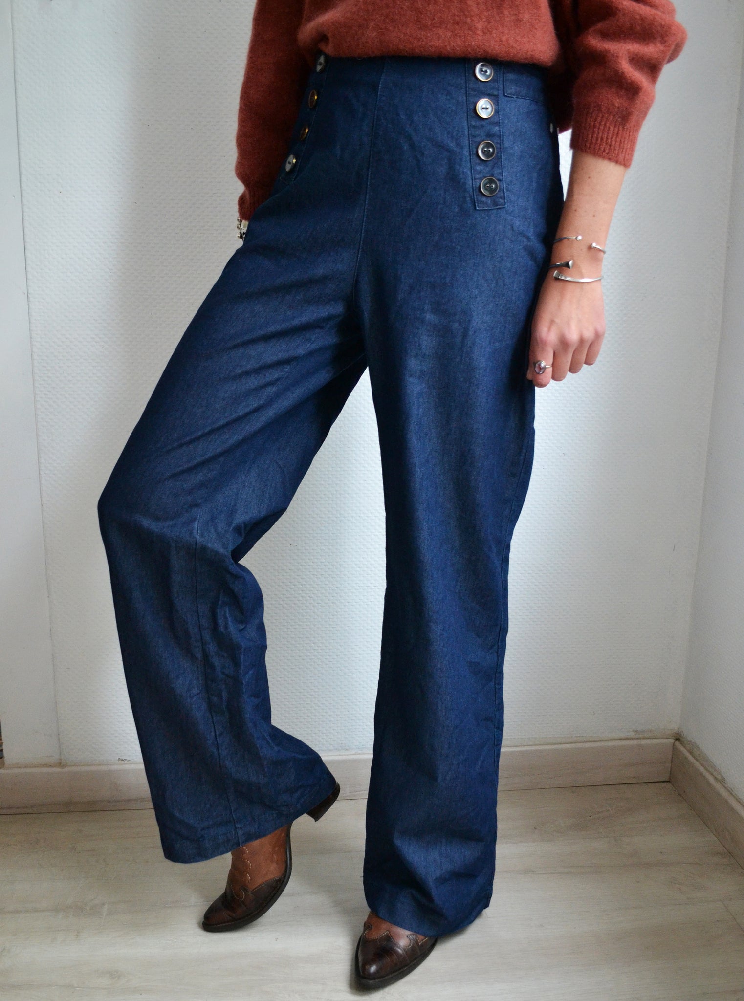 Pantalon Wide Leg Navy Denim
