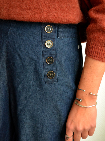 Pantalon Wide Leg Navy Denim