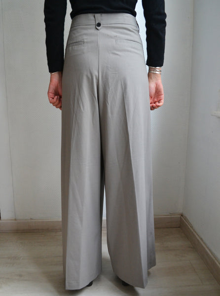 Pantalon à larges jambes Gris