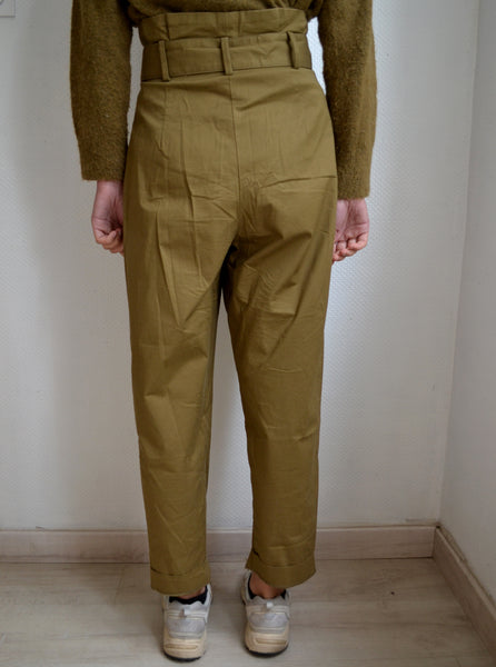 Pantalon Taille Haute Kaki
