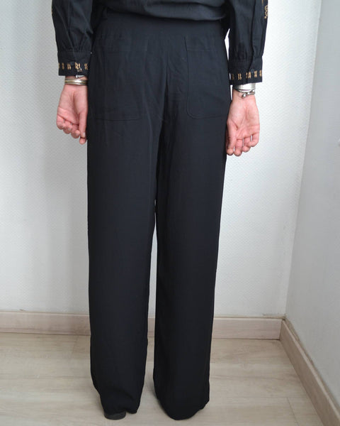 Pantalon Larges Jambes Comptoir Des Cotonniers Noir