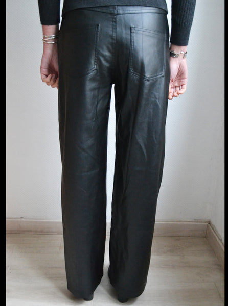Pantalon Wide Legs Simili Cuir