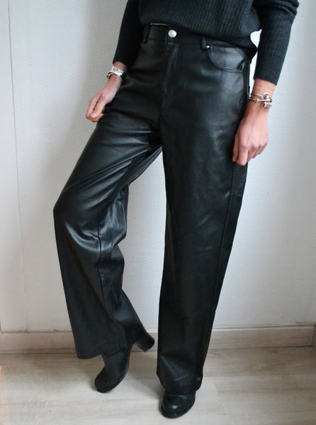 Pantalon Wide Legs Simili Cuir