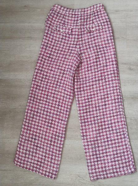 Pantalon Larges Jambes Tweed