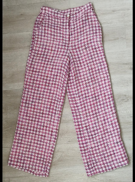 Pantalon Larges Jambes Tweed
