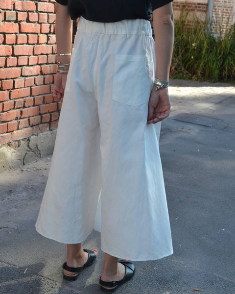 Pantalon Lyocell et Lin Blanc