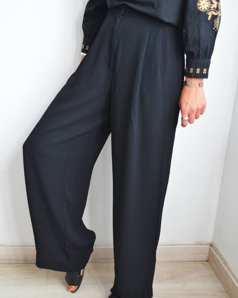 Pantalon Larges Jambes Comptoir Des Cotonniers Noir