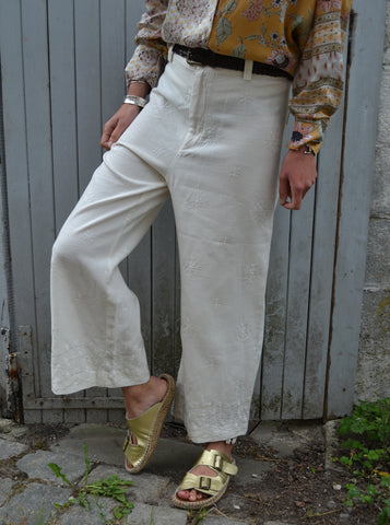 Pantalon Blanc Brodé