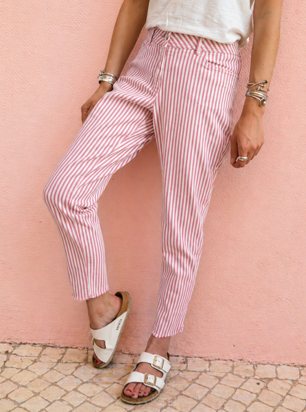 Pantalon Droit Pink Strips