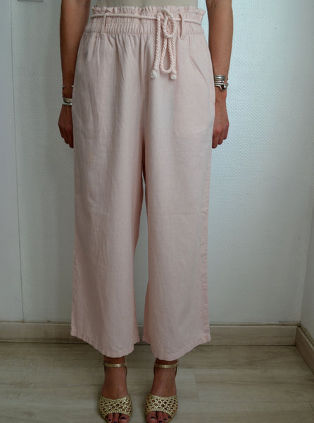 Pantalon Larges Jambes Rose poudré