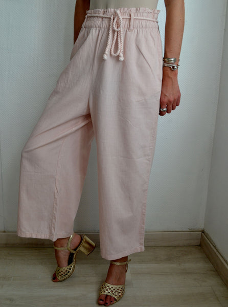 Pantalon Larges Jambes Rose poudré