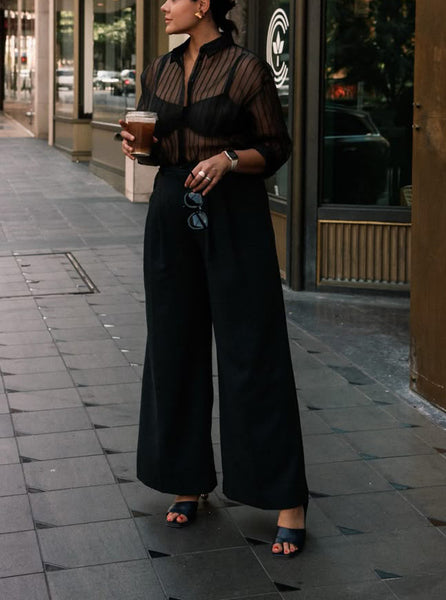Pantalon larges jambes Sarah Pacini Noir