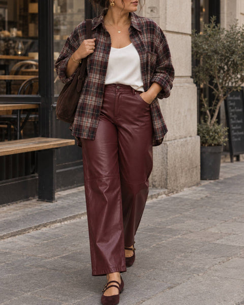 Pantalon Simili Bordeaux