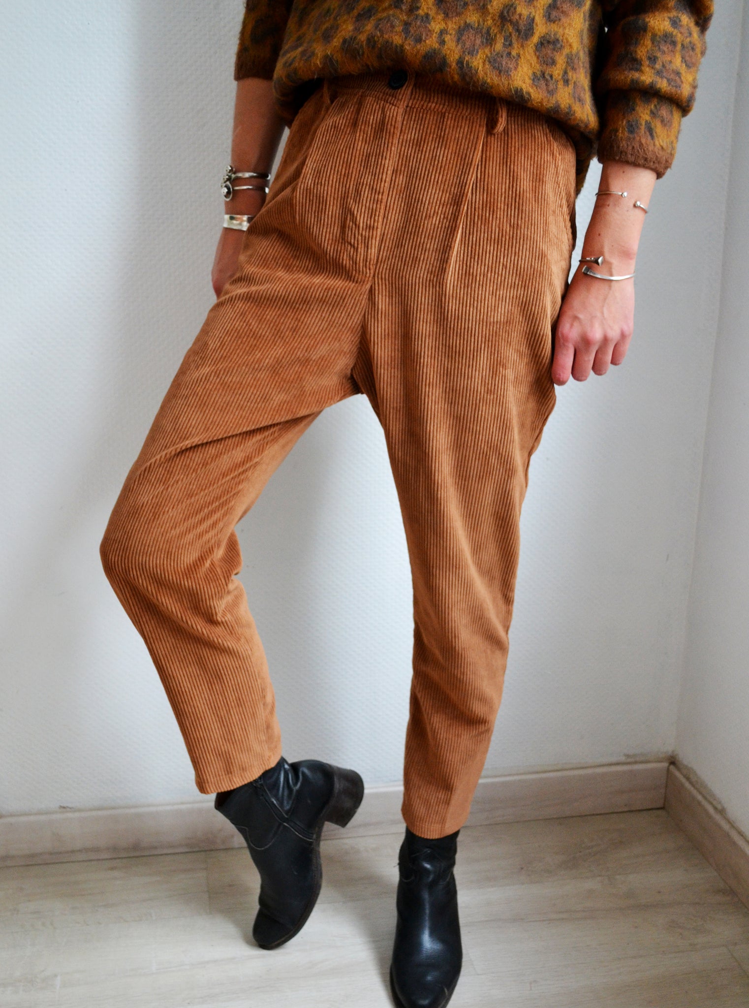 Pantalon côtelé Caramel