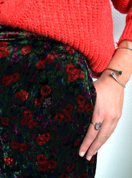 Pantalon Velours fleuri