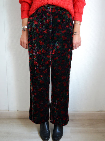 Pantalon Velours fleuri