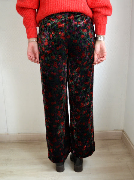 Pantalon Velours fleuri