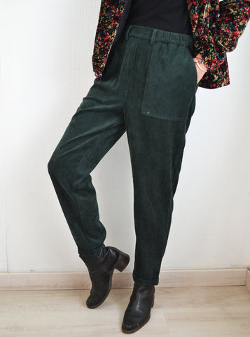Pantalon côtelé vert sapin