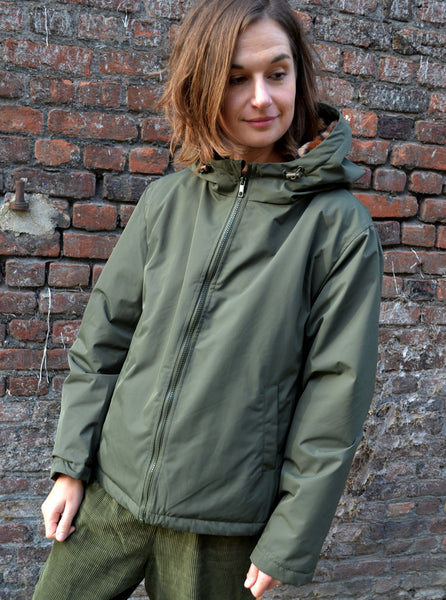 Veste Parka Kaki Fourrée Léopard Escandelle