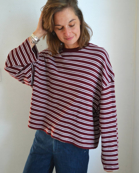 Top Rayé Bordeaux