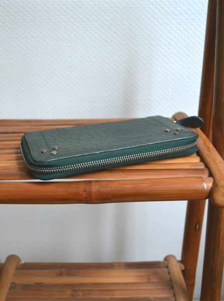 Portefeuille cuir vert