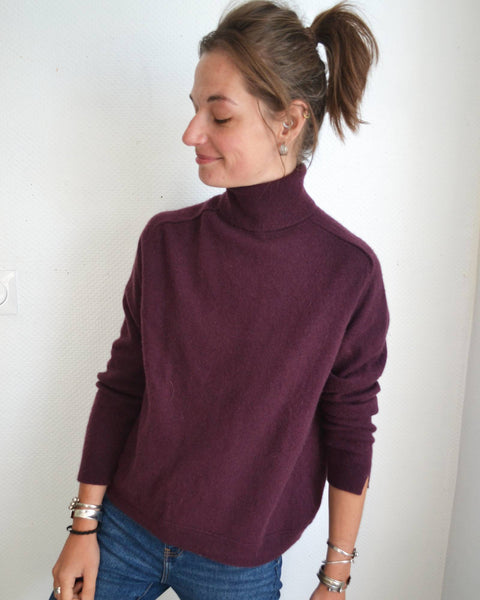 Pull Aubergine Cachemire