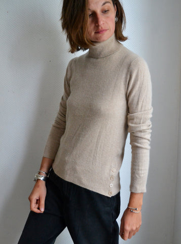Pull Col Roulé Angora Beige