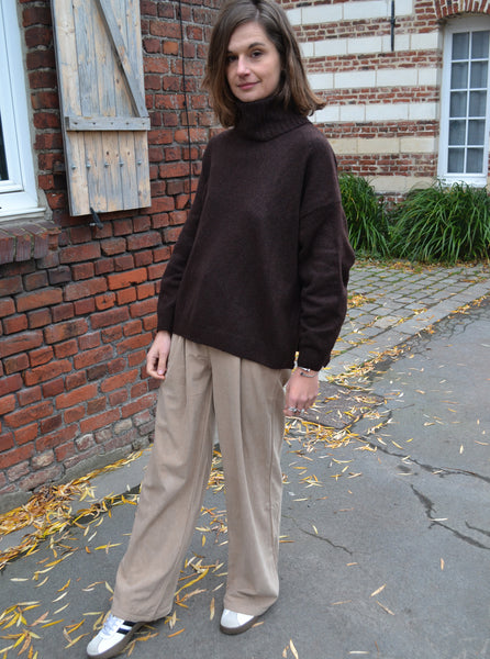 Pull col roulé Chocolat