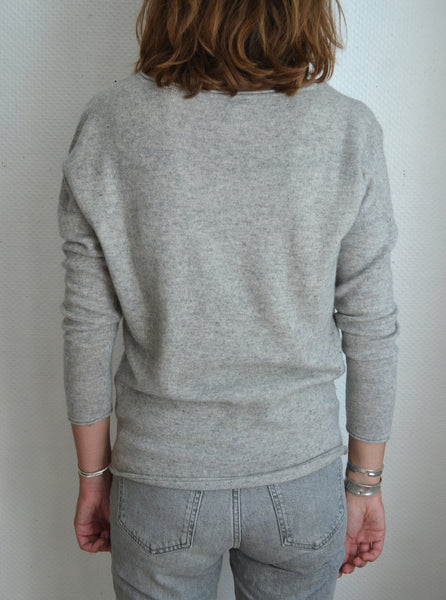 Pull col V Gris Cachemire