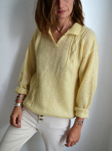 Pull Mohair Fait Main Jaune Doux