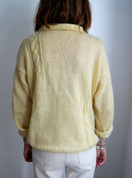 Pull Mohair Fait Main Jaune Doux