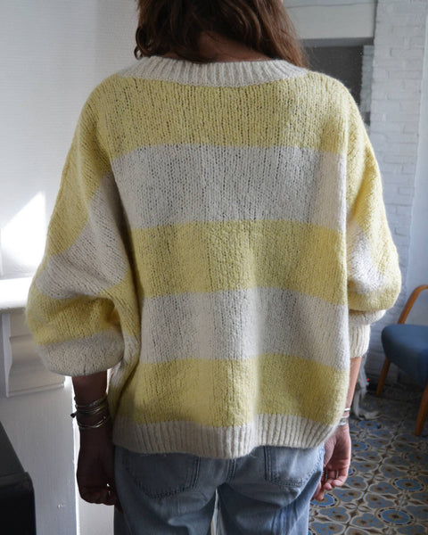 Pull Rayé Jaune/Beige
